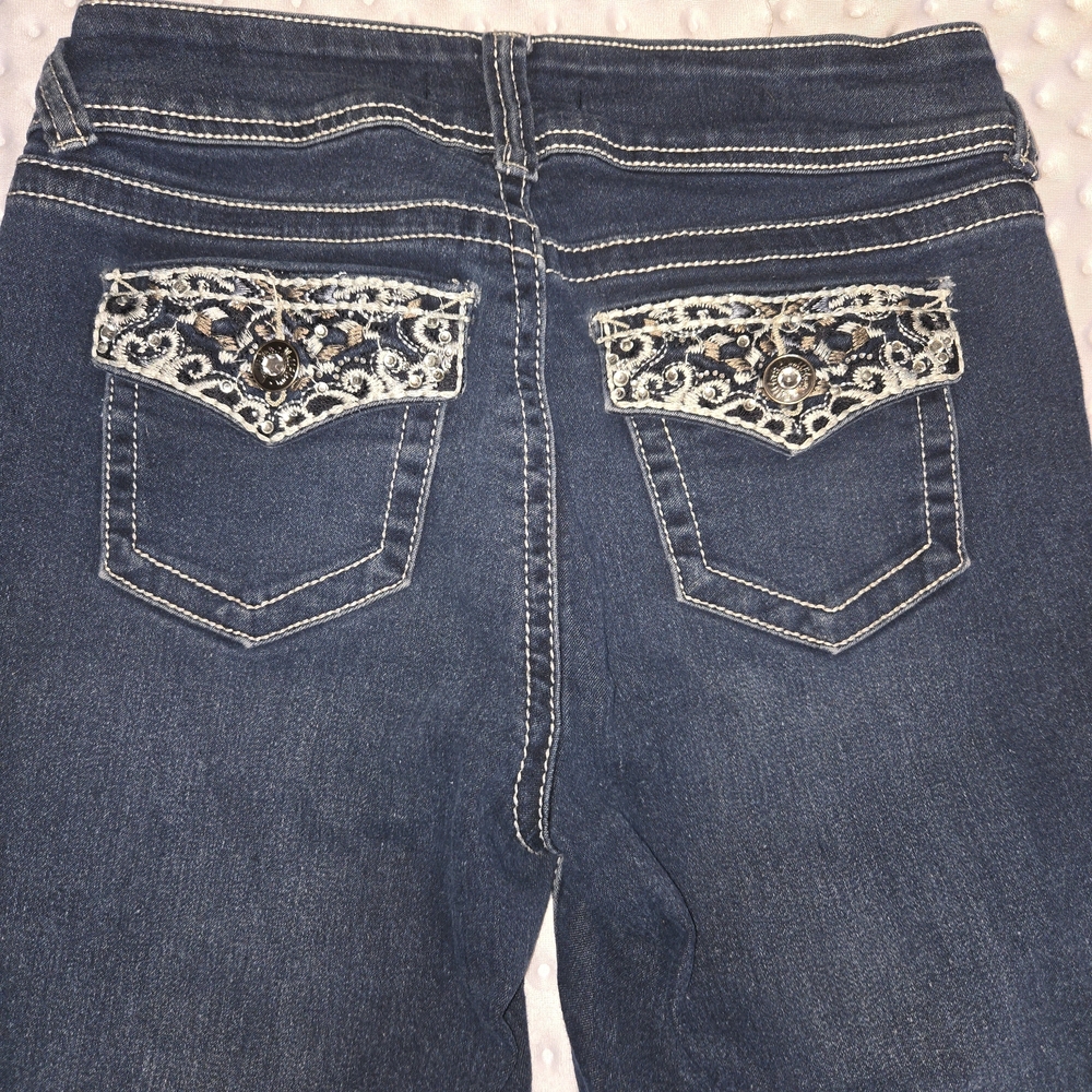 Wallflower Women's Low Rise Bootcut Flare Bling Jeans, Size 9, Vintage Y2K 2000s